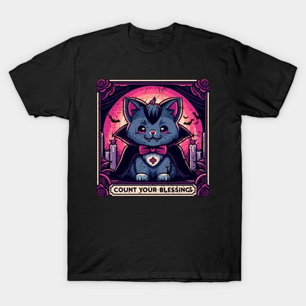 Neko vampire Count your blessings T-Shirt by TomFrontierArt